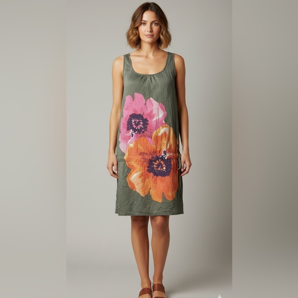 Zara Floral Print Dress with Pink and Orange Accents